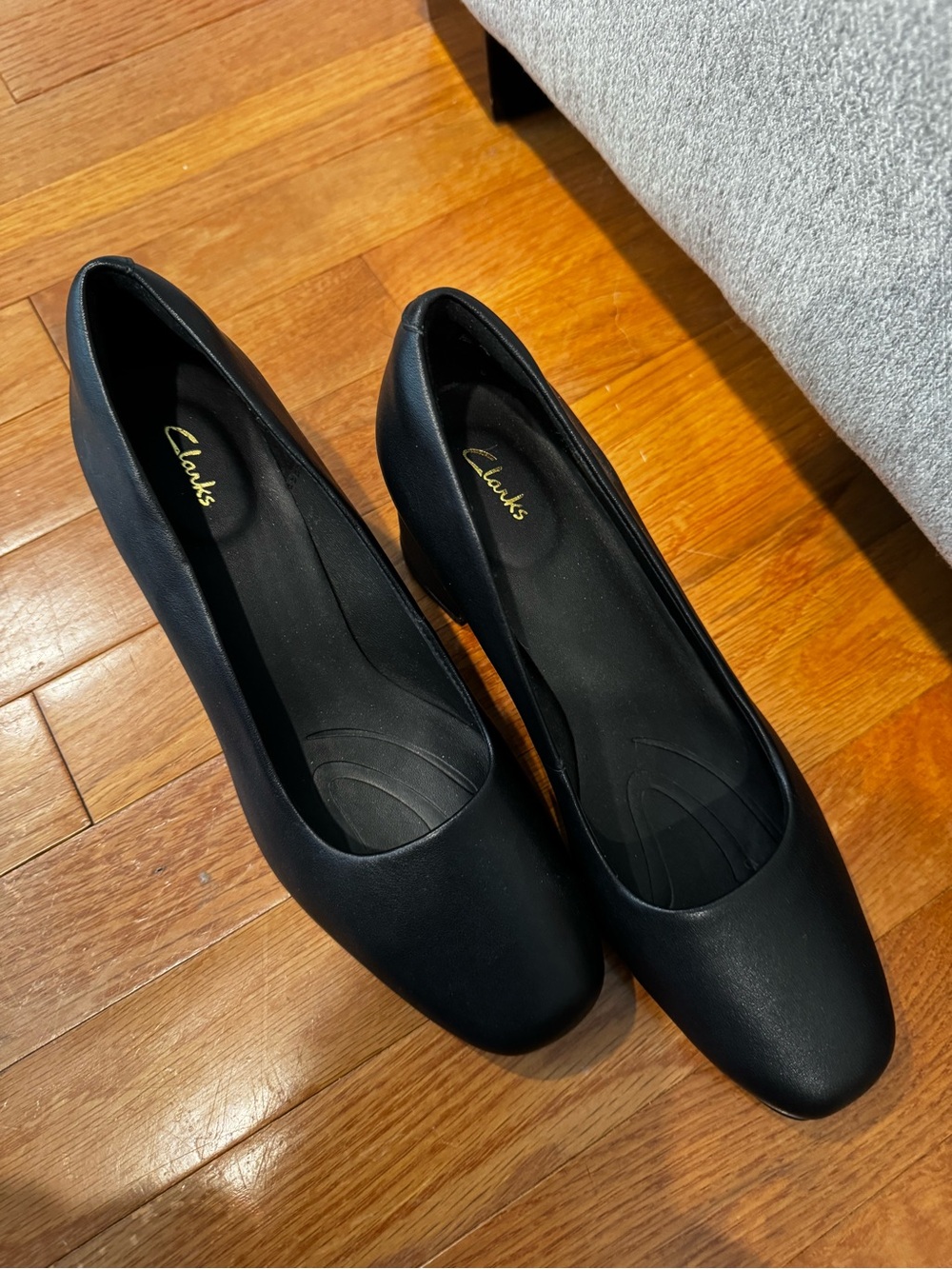 Clarks Black Women's Low Block Heel Pumps
